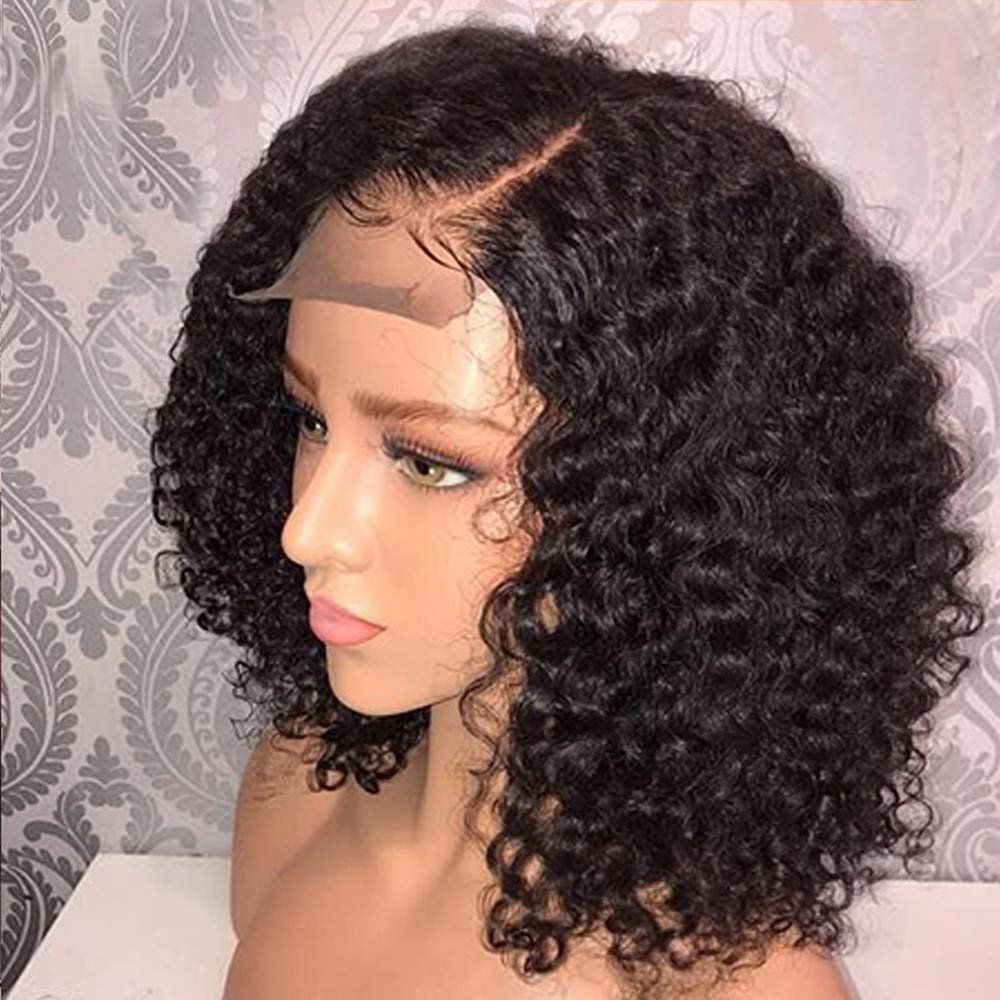 Vietnamese Short Loose Curly Human Hair Wigs Lace Front Deep Part Pixie Cut Short Curly Hair Bob Wigs For Black Women Perruque