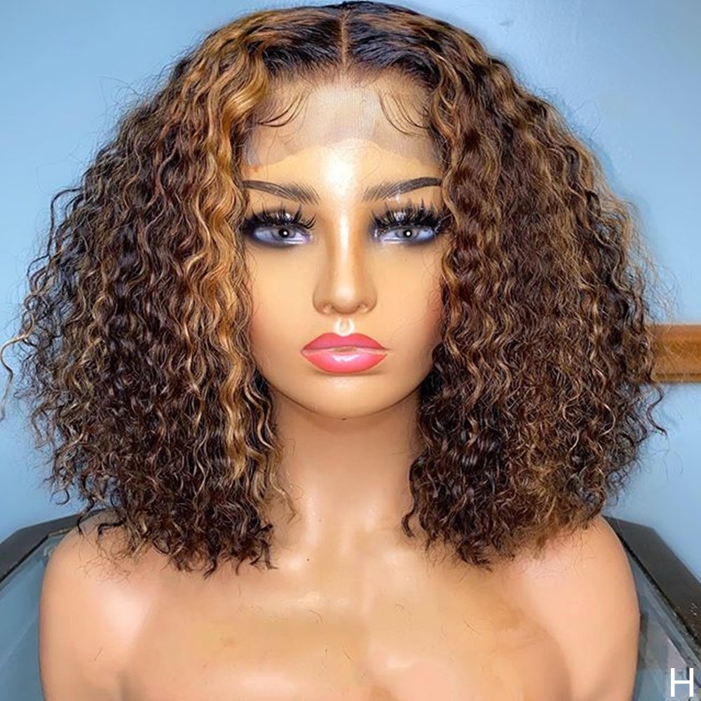 Vietnamese Short Loose Curly Human Hair Wigs Lace Front Deep Part Pixie Cut Short Curly Hair Bob Wigs For Black Women Perruque