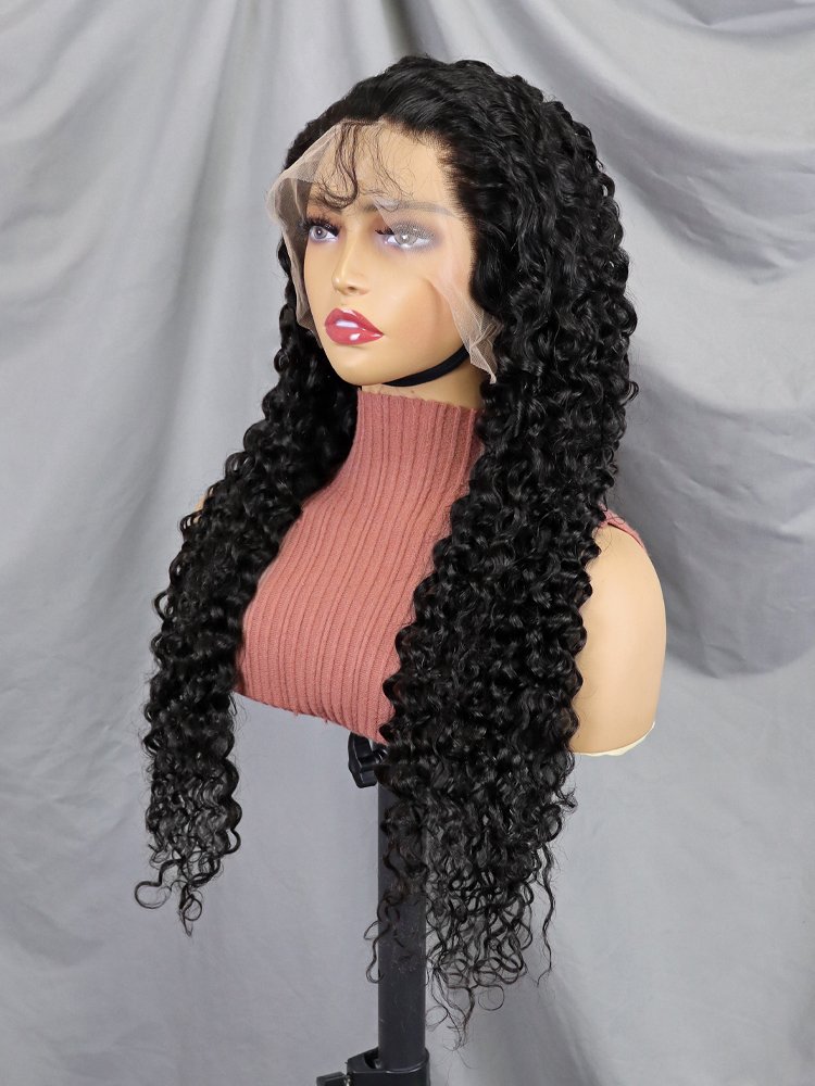 30 Inch Glueless Long Black Wig Cuticle Aligned Raw Indian Human Hair Wigs For Black Women Wholesale Water Wave Lace Front Wigs