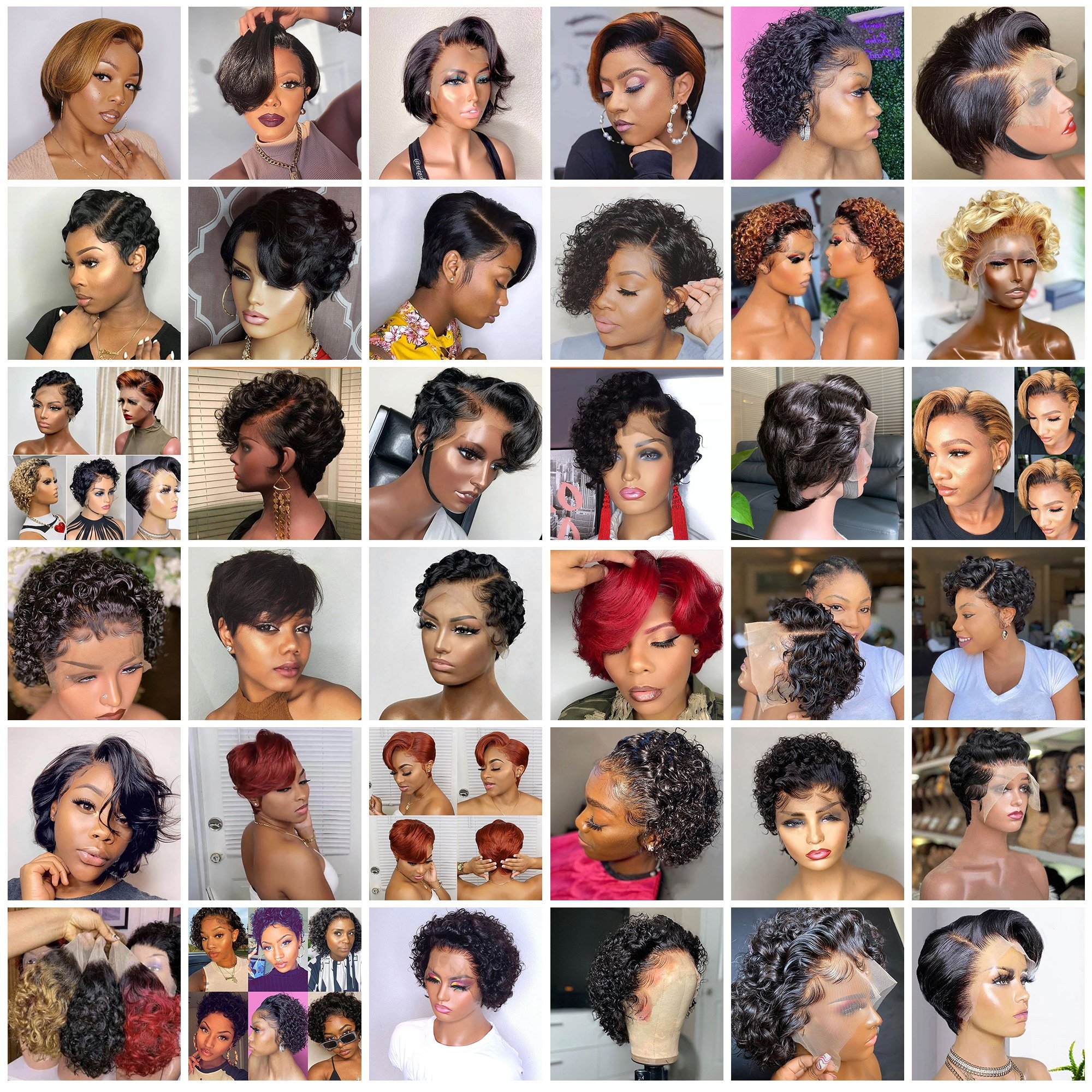 Free Sample 13x4 Lace Front Pixie Cut Wig Wholesale 100% Brazilian Short Wigs Human Hair Bob Wig With Bang For Black Women