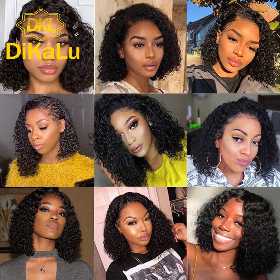 Kinky Curly Short Bob Wig 13x4 Lace Front Wig Frontal Human Hair Wigs For Women Jerry Curly Brazilian Pre Plucked With Baby Hair