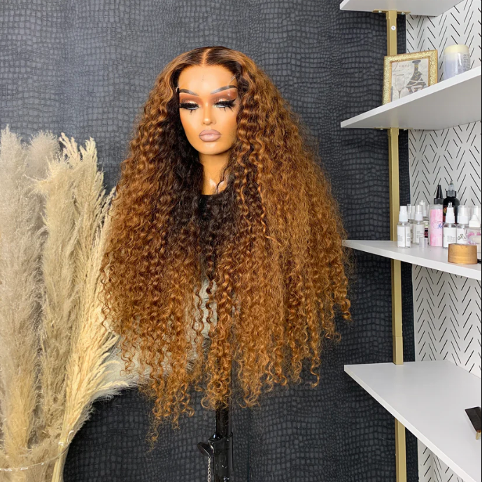 Colored Human Hair Wigs Pre Plucked Raw Vietnamese Hair Wigs Hd Lace Brown Kinky Curly 13x4 Hd Transparent Lace Frontal Wigs