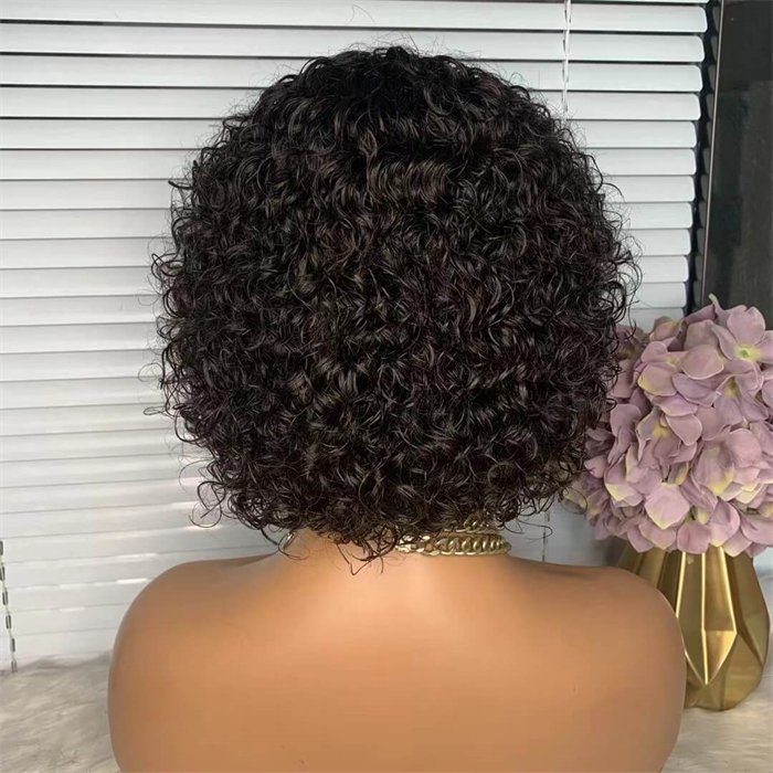 Wholesale Short Curly Wig With Bangs Human Hair Kinky Curl Wig For African American