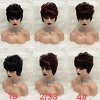 Letsfly Cheap Price Short Cut Wigs Brazilian Curly Human Hair Colored Non Lace Curly Remy Hair Wigs Fast Shipping