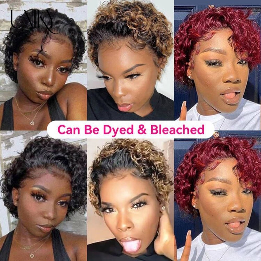 Pixie Cut Lace Frontal Wig Perruque Curly Wave Wholesale Raw Peruvian Transparent Lace Pixie Cut Short Bob Wigs Human Hair Wig