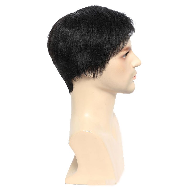 Top full head men wig real hair 100% virgin 360 Natural Pre Pluck Short Closure human hair wigs for men