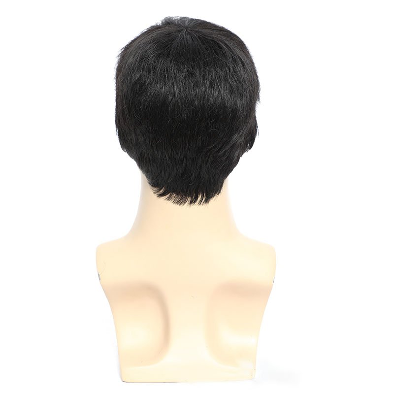 Top full head men wig real hair 100% virgin 360 Natural Pre Pluck Short Closure human hair wigs for men