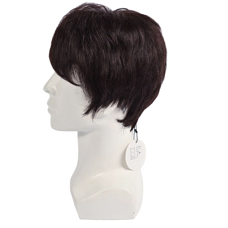 Top full head men wig real hair 100% virgin 360 Natural Pre Pluck Short Closure human hair wigs for men