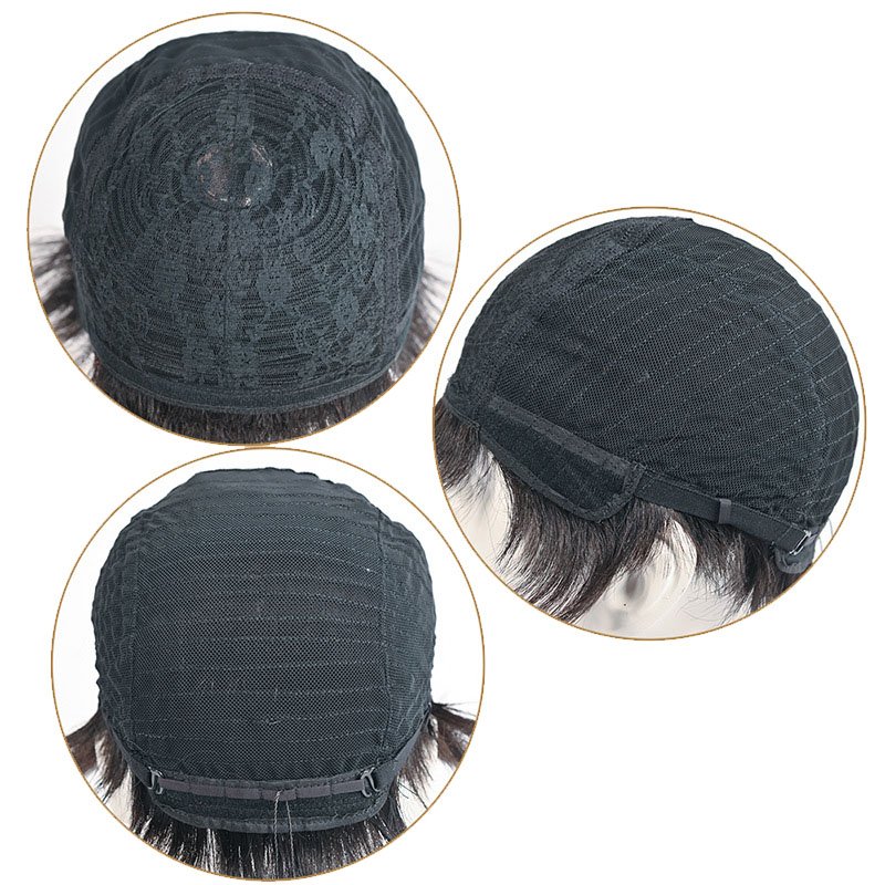 Top full head men wig real hair 100% virgin 360 Natural Pre Pluck Short Closure human hair wigs for men