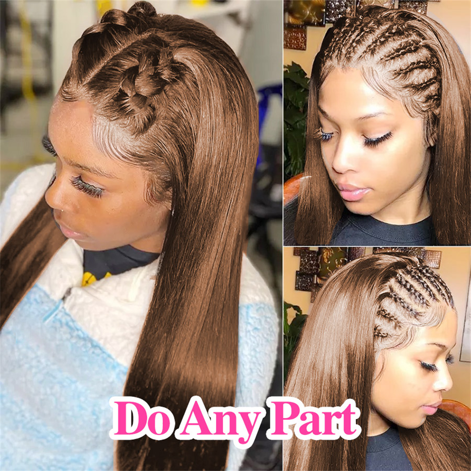 Wholesale Colored Brown Wigs Human Hair Lace Front Full Lace Human Hair Wigs Cheap 4# Color HD Lace Front Wigs For Black Women