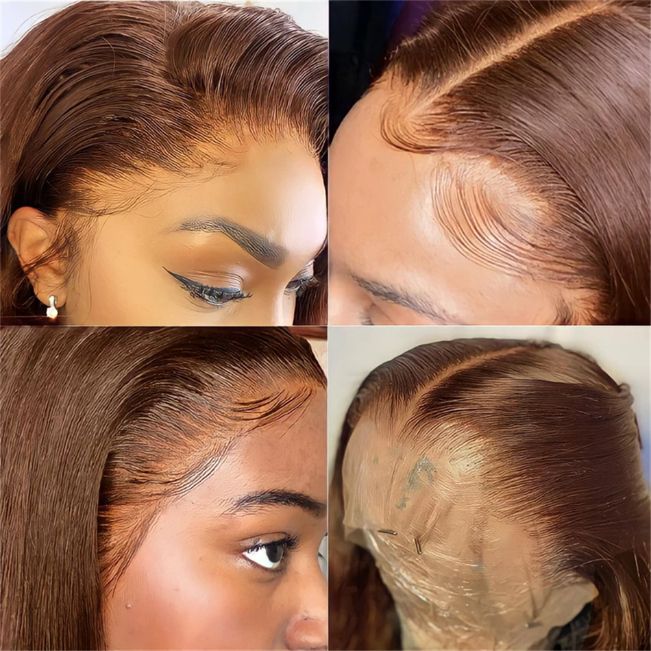 Wholesale Colored Brown Wigs Human Hair Lace Front Full Lace Human Hair Wigs Cheap 4# Color HD Lace Front Wigs For Black Women