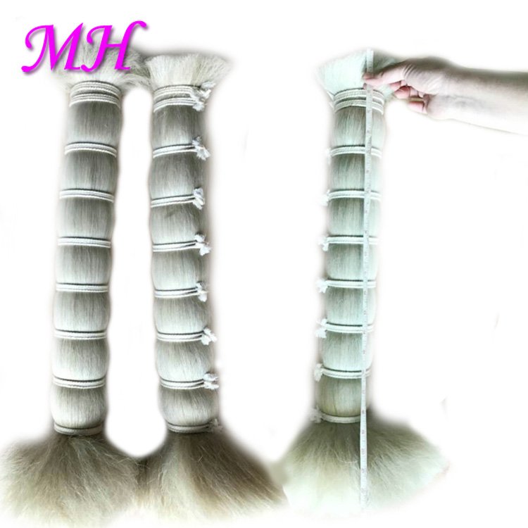 Washed Black\ White\ Grey\ Yak Belly Hair for Wig Washed Yak Hair Bulk Straight Yak Hair