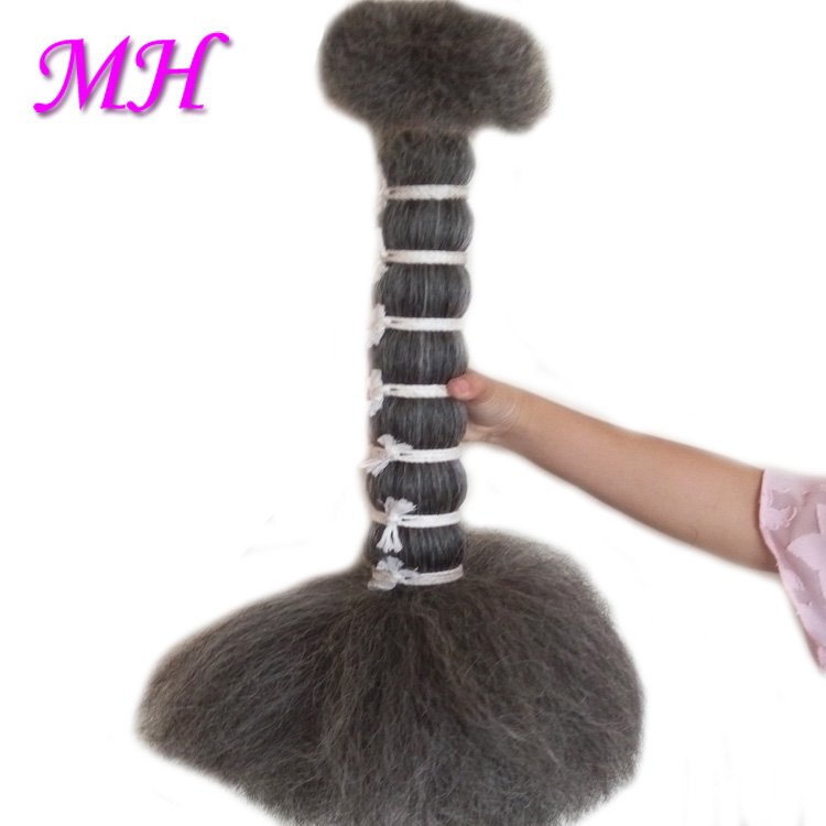 Washed Black\ White\ Grey\ Yak Belly Hair for Wig Washed Yak Hair Bulk Straight Yak Hair