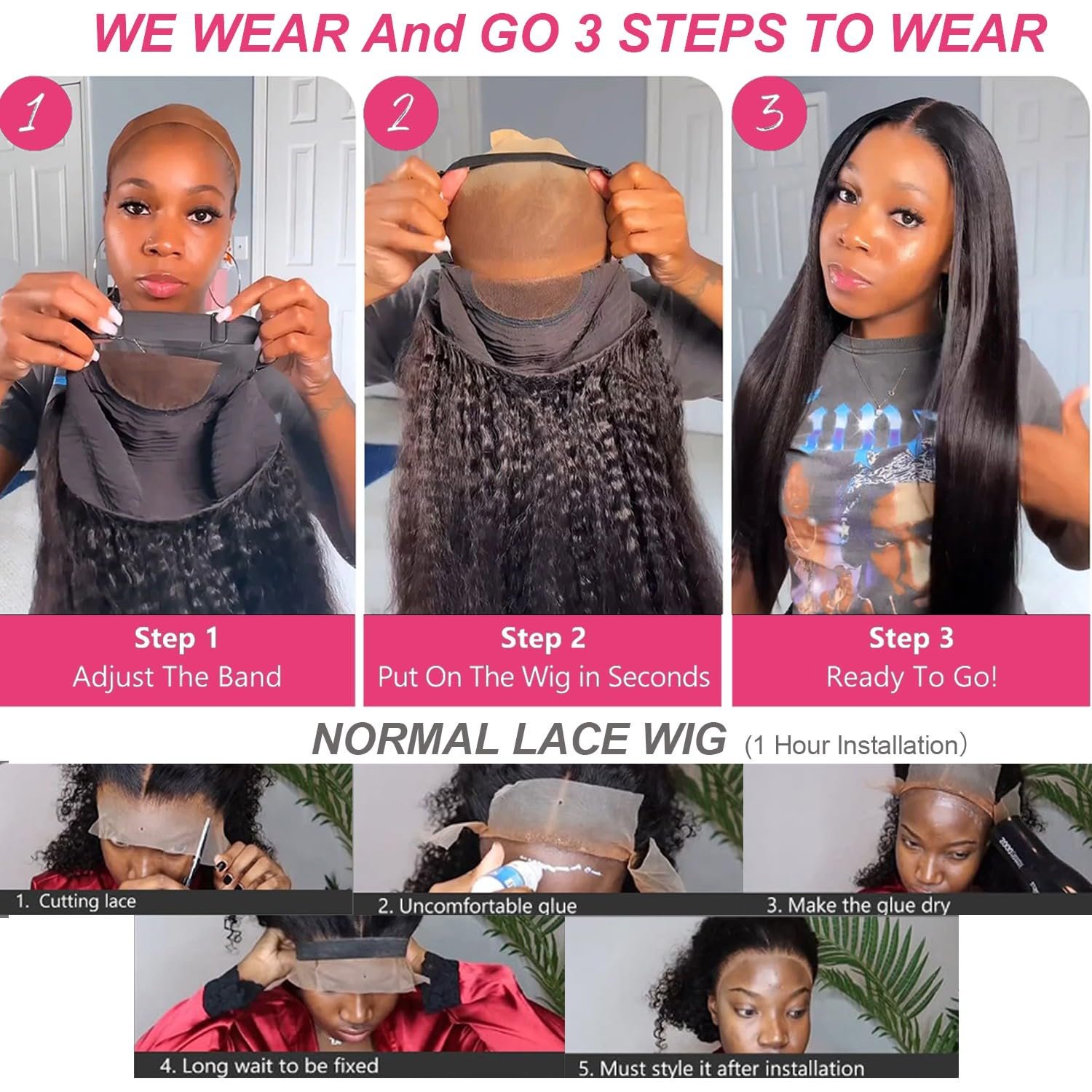 Wear And Go Human Hair Wig 4x6 Lace Frontal Closure Cuticle Aligned Hair Brazilian Lace Wigs Natural Hairline For Black Women