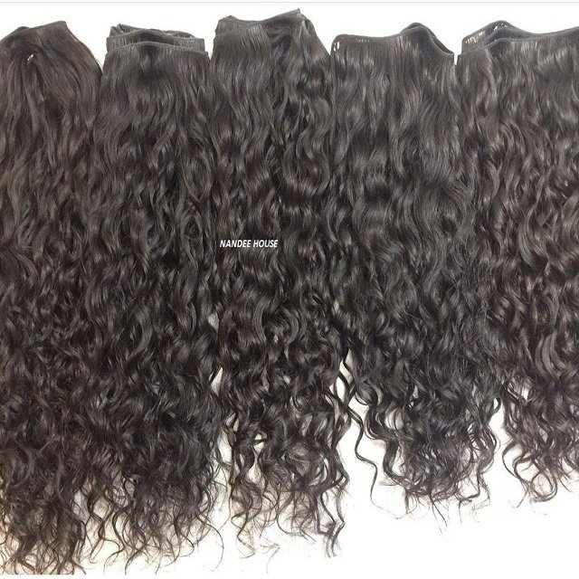 Nandee House Direct Factory Wholesale Hot Selling 10A Natural Indian Curly Virgin Human Extension Clip Raw Virgin Machine Double