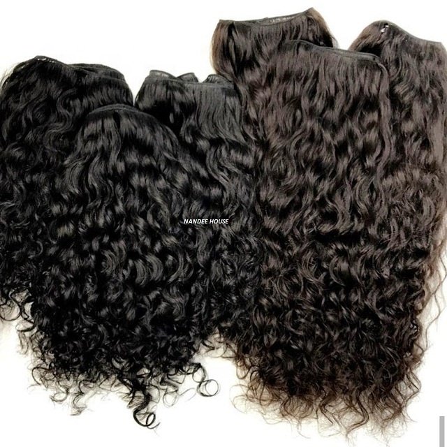 Nandee House Direct Factory Wholesale Hot Selling 10A Natural Indian Curly Virgin Human Extension Clip Raw Virgin Machine Double