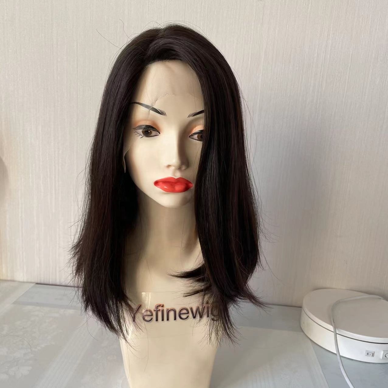 New arrival stock medium length European human hair wig jewish wig kosher wig