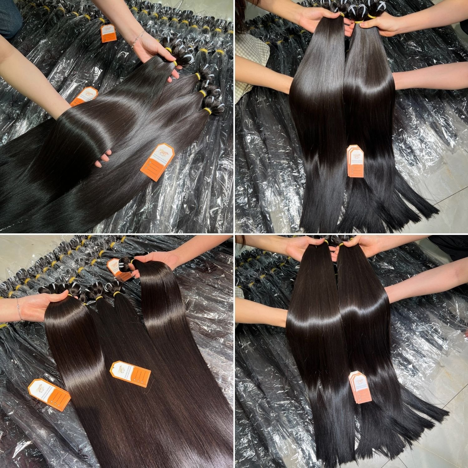 Ready For Shipping Weft Hair Bundles 100% Vietnamese Raw Human Hair Natural Black Color Silky Smooth Full End Thickness No Mixed