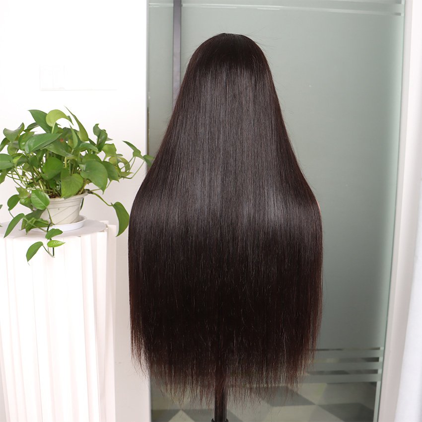 100% Human Hair Wig With Bangs Cheap Glueless Full Machine Made Brazilian Straight Long Fringe Wig