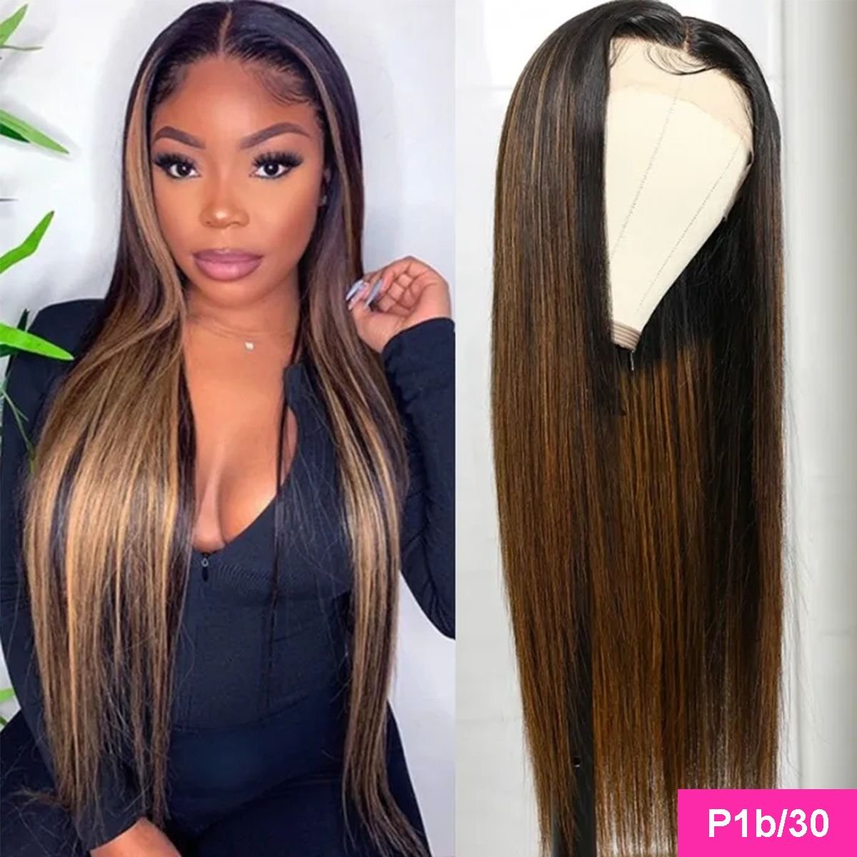 Natrual Black Blonde Highlights Wig Mix Color Deep Wave Curly Pre Plucked HD Transparent Lace Front Raw Virgin Human Hair Wigs