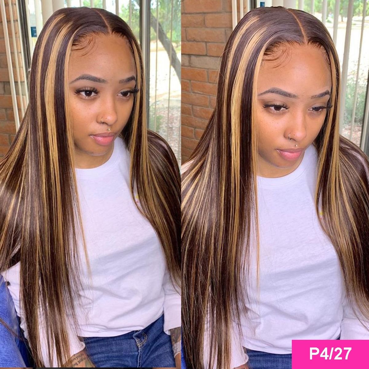 Natrual Black Blonde Highlights Wig Mix Color Deep Wave Curly Pre Plucked HD Transparent Lace Front Raw Virgin Human Hair Wigs