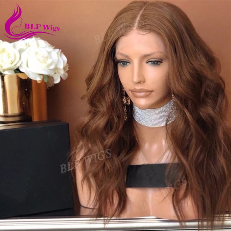 10 A Grade Natural Wave Color #33 Full Lace Wigs Brazilian Virgin Human Hair with Swiss Lace