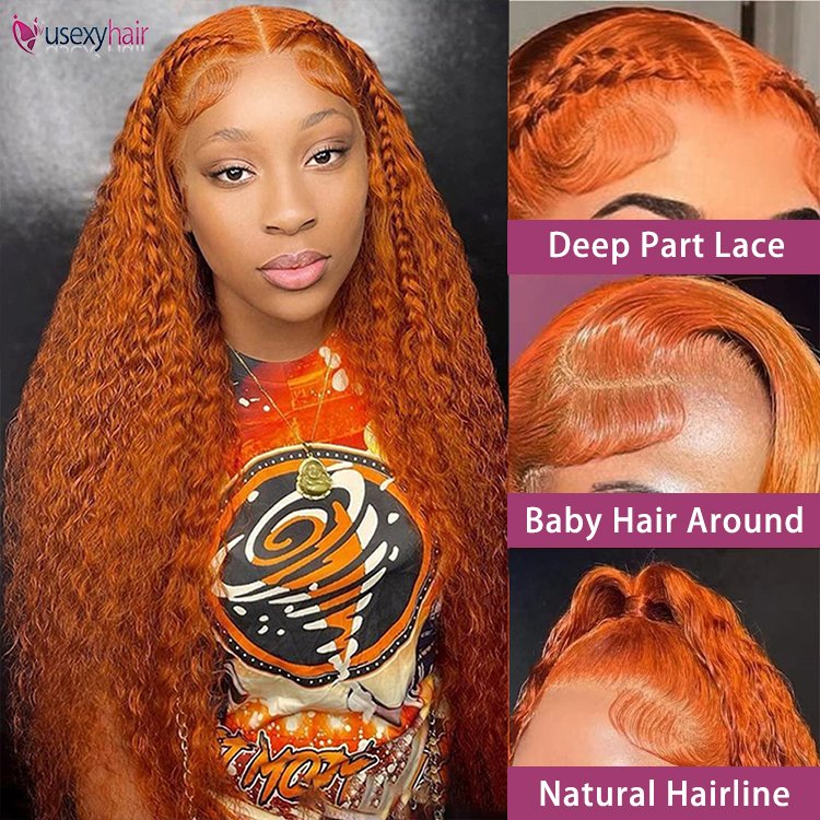 13x6 Ginger Orange 30 40 Inch Brazilian Preplucked Curly Hd Lace Frontal Wig 13x4 Water Wave Lace Front Human Hair Wigs