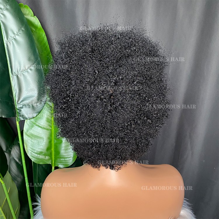 Factory Supply cheap price Wholesale Cheap Brazilian Virgin Raw Human Hair natural black kinky curly regular wig with bang