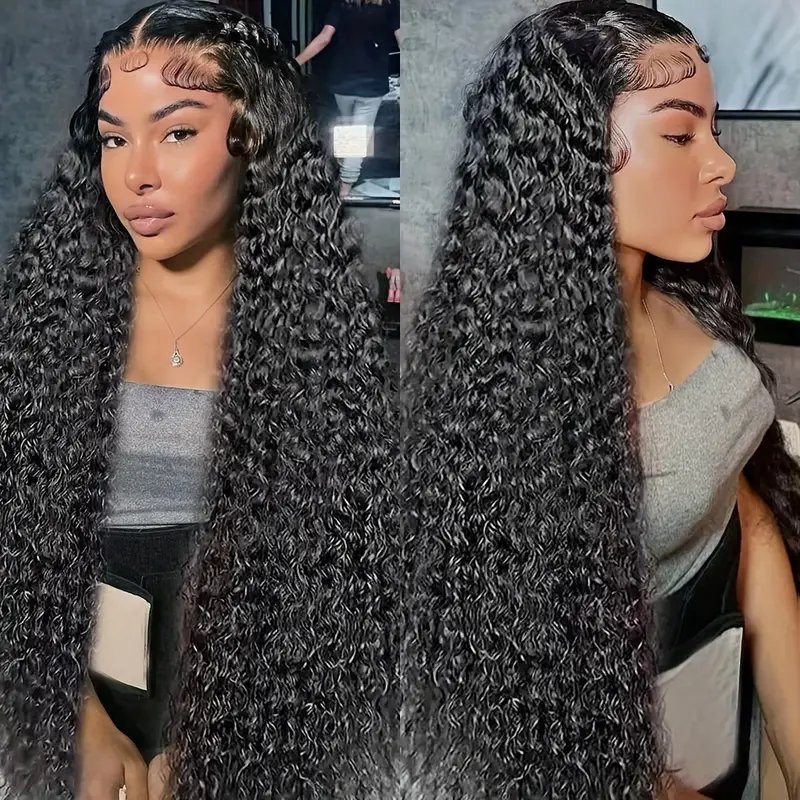 13x4 Lace Front HD Raw Human Hair Wig Glueless Pre-Pluck Water Wave Curly Style Straight Wig for Black Women