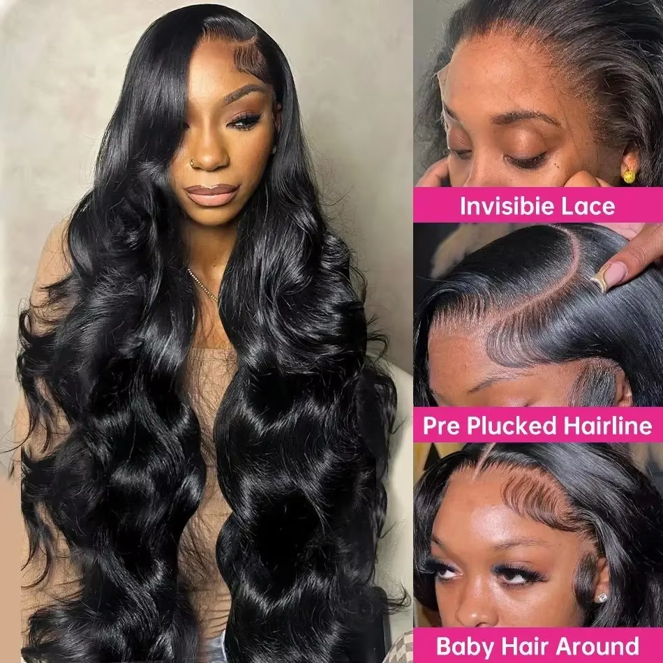 Wholesale 100% Brazilian human hair wigs, body wave wig human hair, Virgin human hair HD lace Frontal wig