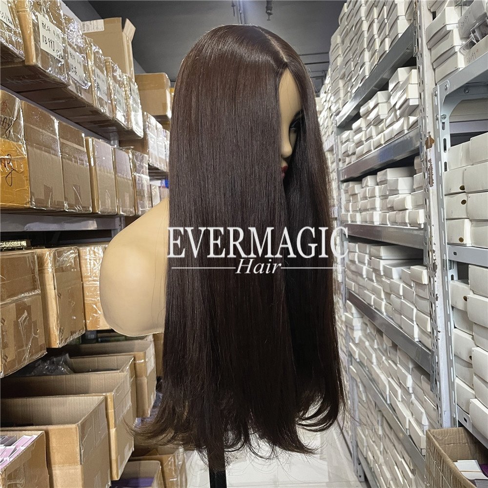 Factory Outlet Dark Brown European Virgin Human Hair Wig Silk Jewish Wig Sheitel Shevy/Irene/Miri Silk Base Kosher Wig