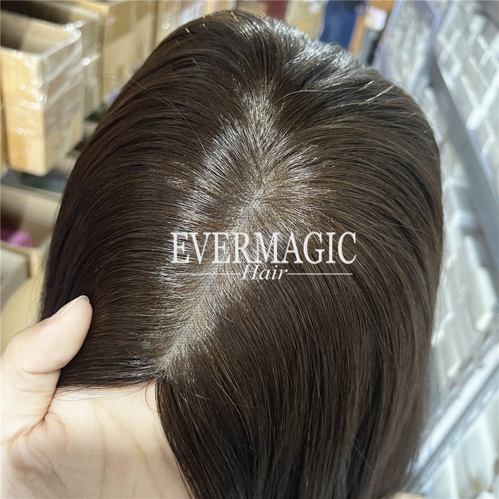 Factory Outlet Dark Brown European Virgin Human Hair Wig Silk Jewish Wig Sheitel Shevy/Irene/Miri Silk Base Kosher Wig