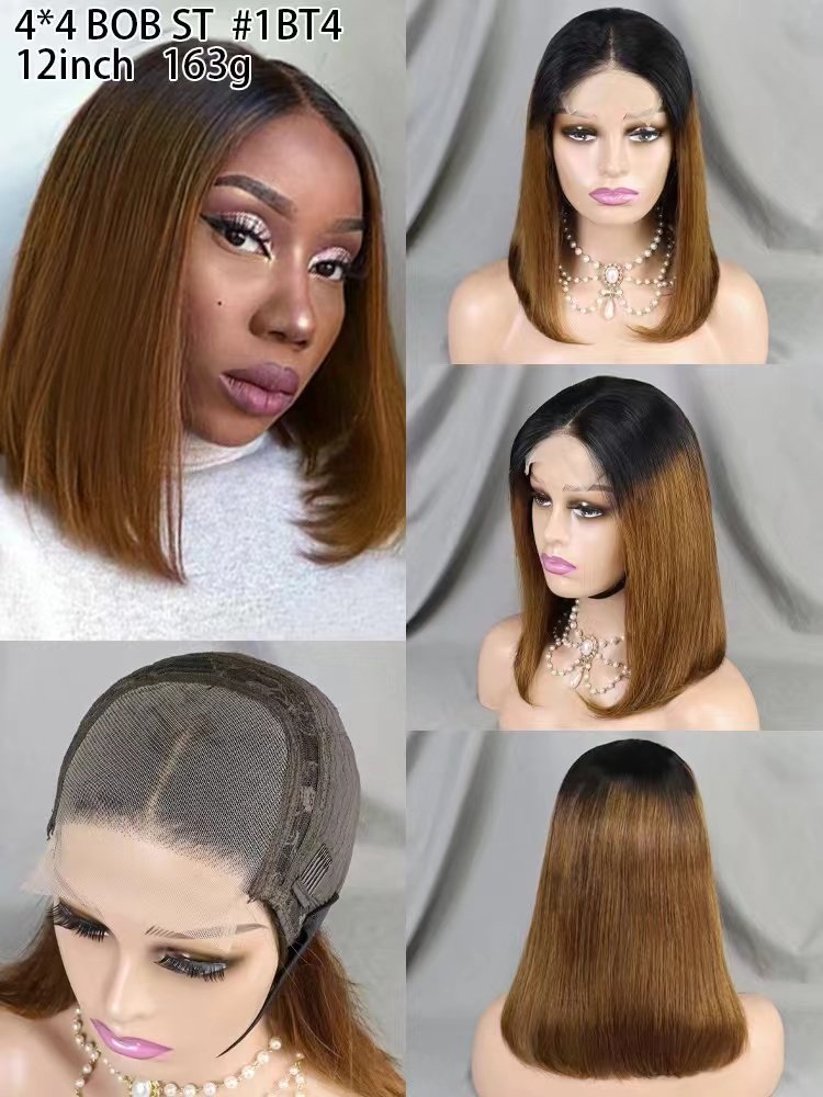 Human Hair Wig Perruques-naturel Peluca Peruvian Black Short Straight Bob 13*4/4*4 Full Lace front Lace Human Hair Wig For Women