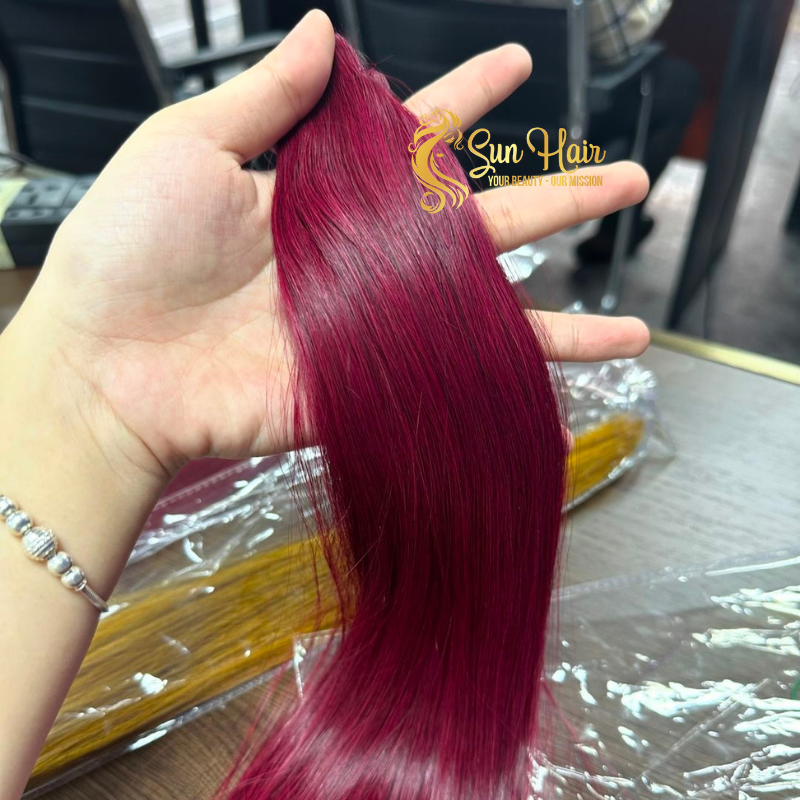 Wholesale Hot Trending Red Colour Straight Tape in Hair Virgin Unprocessed Cutilcle Aligned 100% Human Hair Extensions