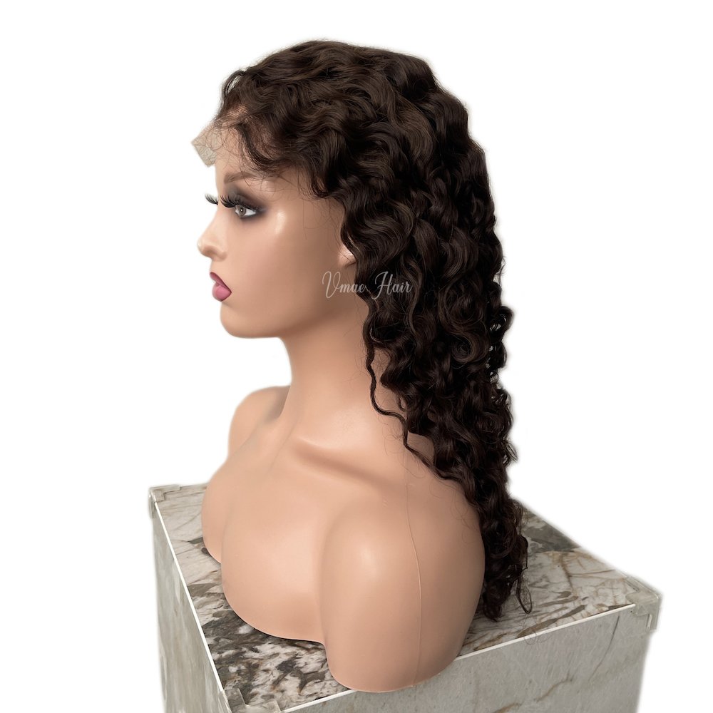 VMAE Custom Virgin Raw Deep Curly Color Human Hair Wig 130% 150% 13*6 6*6 Lace Front Wig HD Transparent Lace Closure Frontal Wig