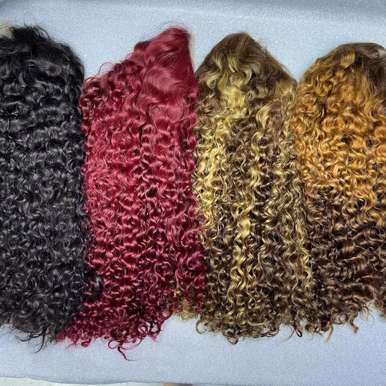 Letsfly  Cheap 200% Density Curly Human Hair Wigs Deep Wave 13X4 Lace Frontal Wigs Water Wave 1B/27# Hair Bob Wigs