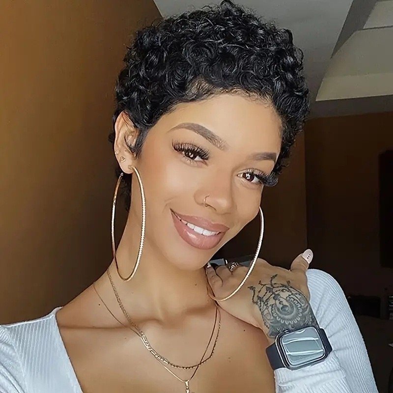 Cheap pixie cut human hair wigs glueless lace frontal short bob wigs wholesale indian virgin remy pixie wigs for black women