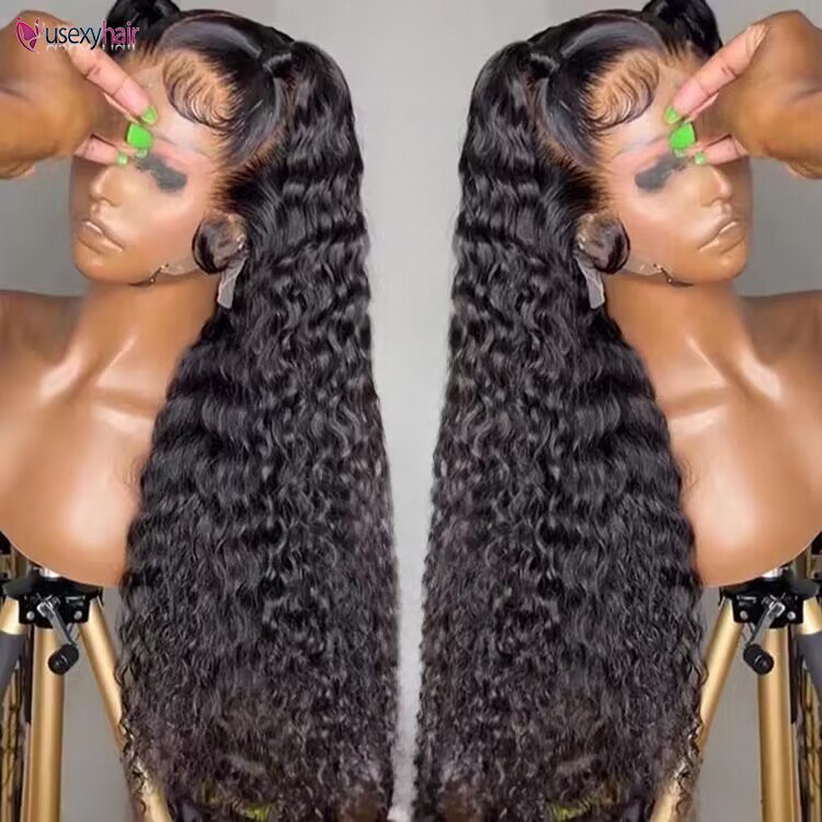 38 40 inch HD Lace Virgin Brazilian Human Hair Glueless Wigs Deep Curly Transparent Lace Front Human Hair Wigs for Black Women