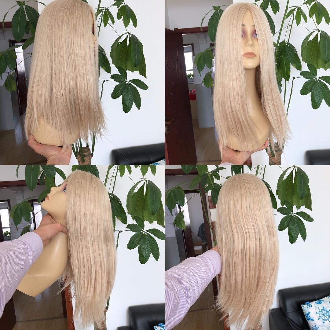Highlight Color Virgin European 4*4 Silk Top With Small Layer Sheitel Jewish Kosher Human Hair Wigs