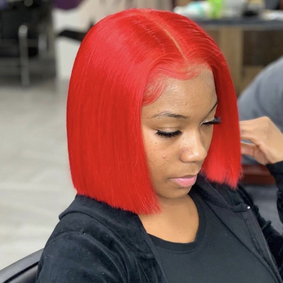 Short Lace Front Human Hair Wigs Blonde Bob Wig With Pre plucked Hair line For Black Women Full End