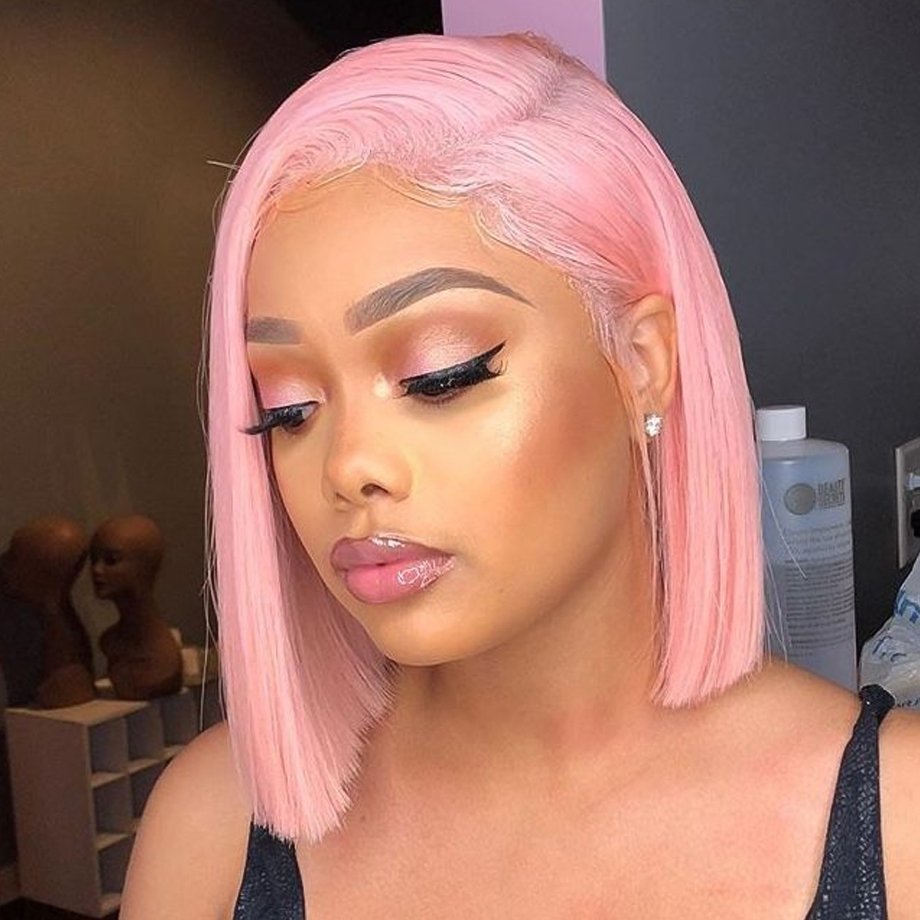 Short Lace Front Human Hair Wigs Blonde Bob Wig With Pre plucked Hair line For Black Women Full End