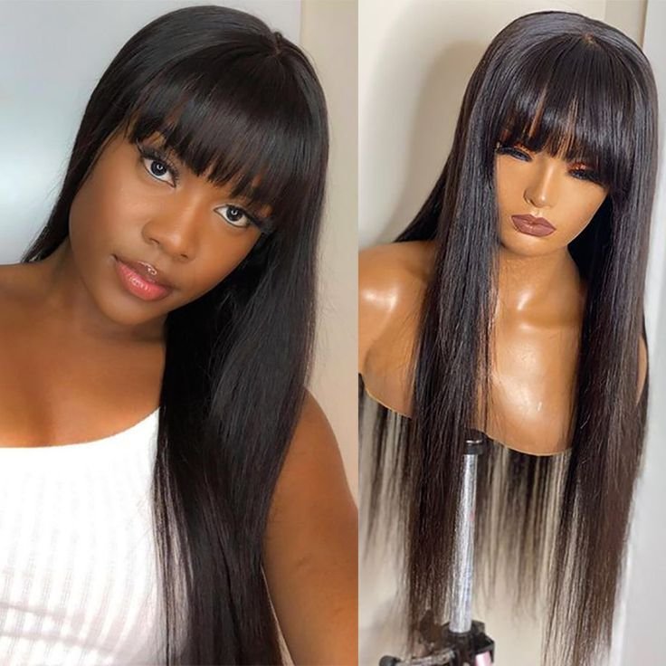 RXHAIR Hot Selling Straight Wigs Human Hair Wigs With Bang Glueless Wigs For Black Women Raw Vietnamese Hair