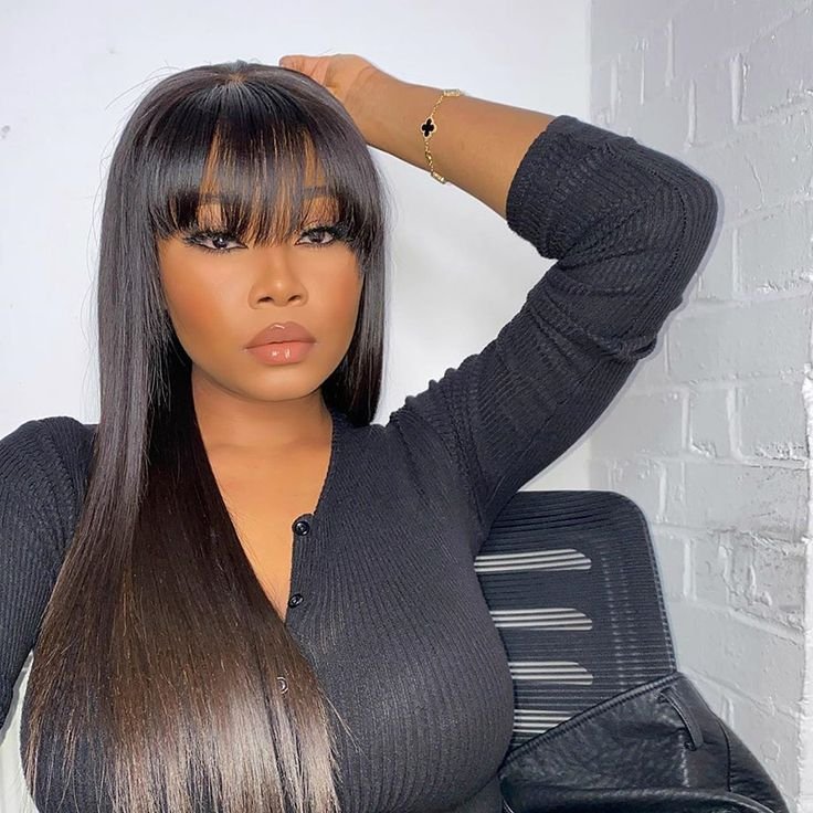 RXHAIR Hot Selling Straight Wigs Human Hair Wigs With Bang Glueless Wigs For Black Women Raw Vietnamese Hair
