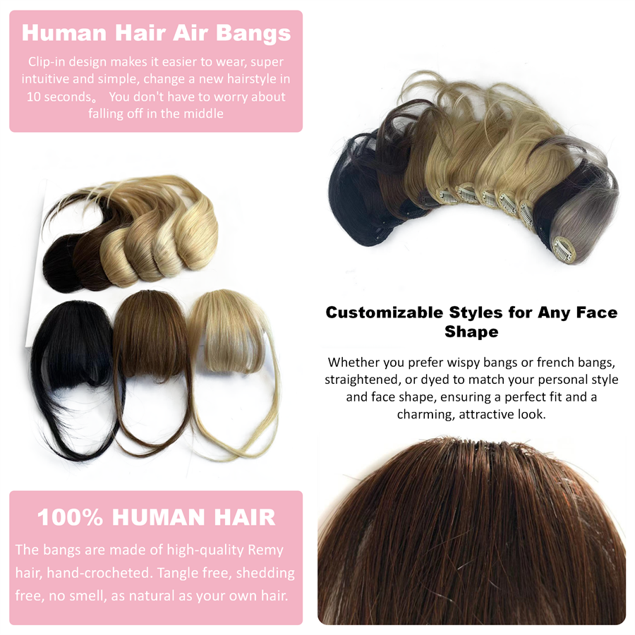 Human Hair Wigs With Clip In Bangs Human Hair Bangs Fringe For Woman