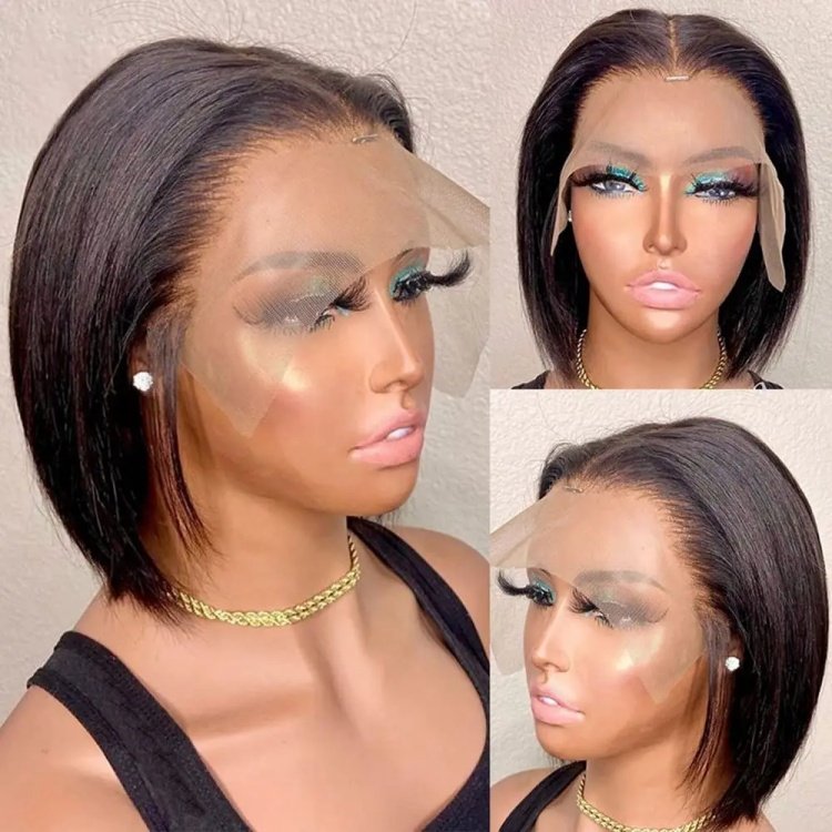 Wholesale Peruvian Bob Wig Lace Front Human Hair Glueless 8-14inch 5X5 HD Lace Closure Wigs Cheap 13*4 Lace Front Bob Wig