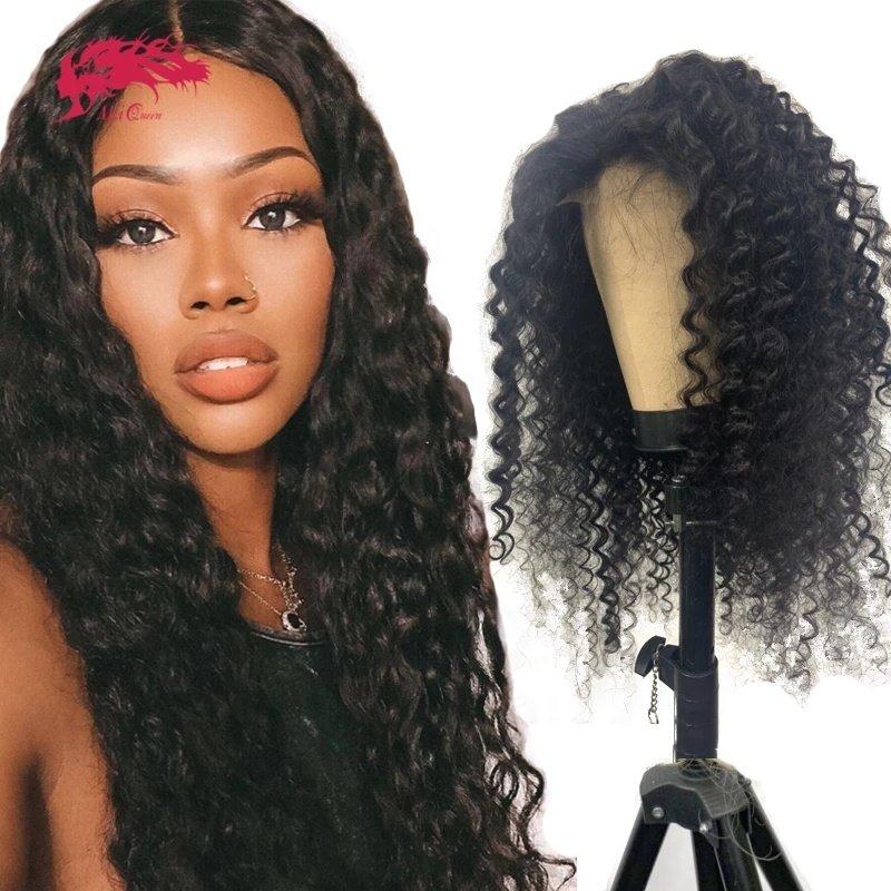 Ali Queen Hair Deep Wave Curly 4X4 5x5 Lace Closure Wig With Baby Hair Remy Virgin Human Hair Wigs For Women