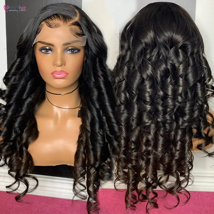 Bouncy Spring Curly Raw Hair Vietnam 13x4 Lace Frontal Hair HD Glueless Wig Double Drawn Virgin Indian Human Hair Wig for Women