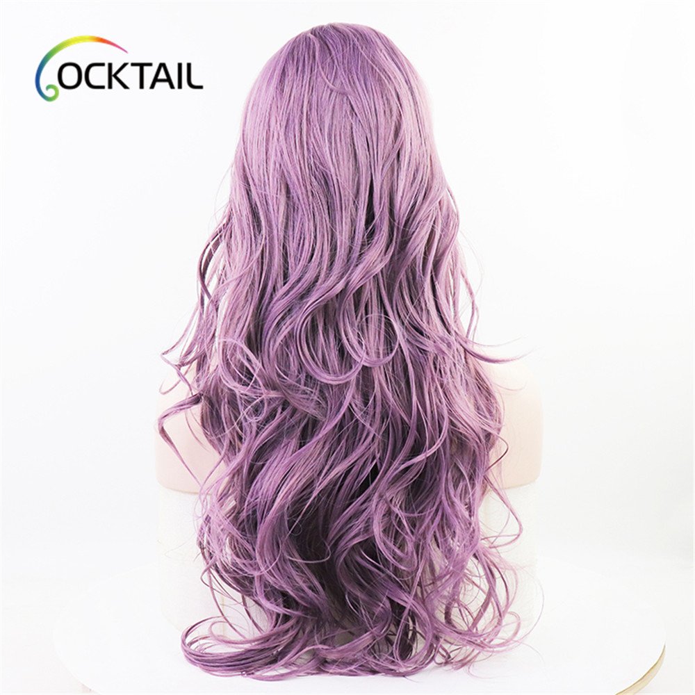 factory synthetic lace frontal wig longest purple deep wave hair synthetic lace frontal wigs