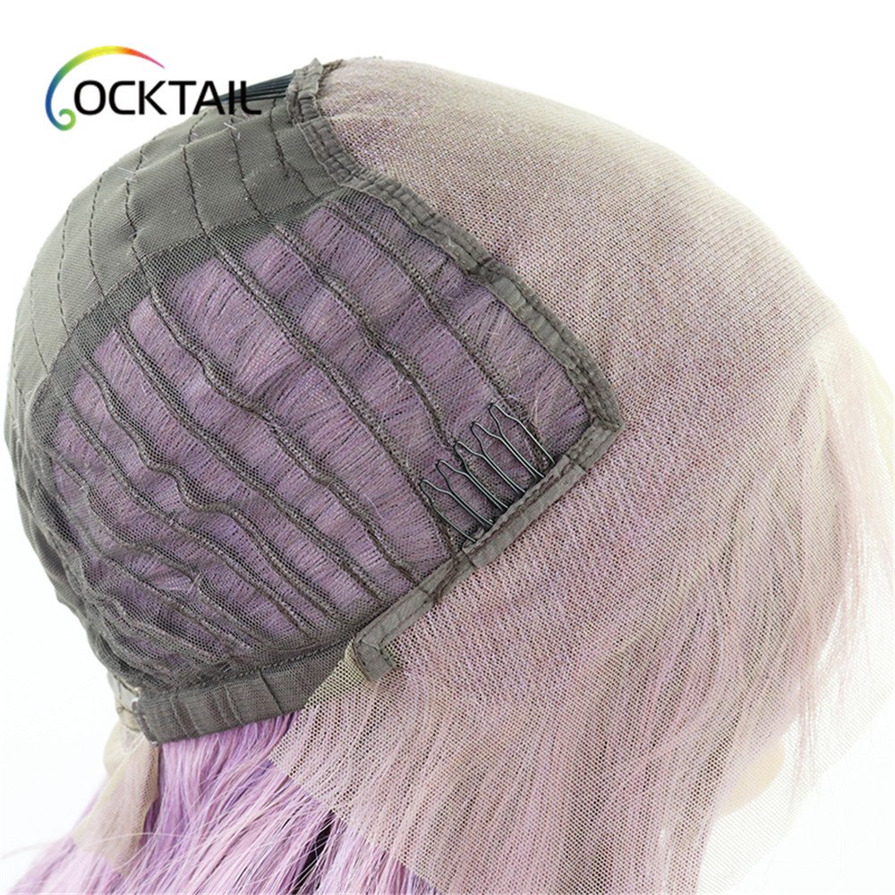factory synthetic lace frontal wig longest purple deep wave hair synthetic lace frontal wigs