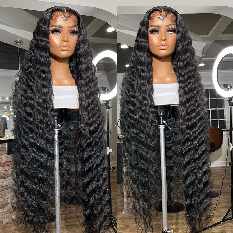 Deep Wave Transparent HD 13*4 13*6 360 Full Lace Front Wigs , Glueless Virgin Brazilian Pre Pluck Lace Human Hair Wigs